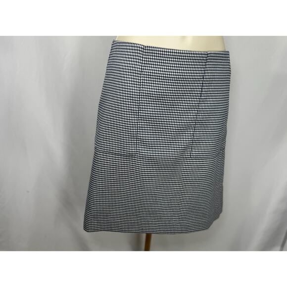 LOFT Outlet Blue & White Houndstooth A-Line Skirt - Size 14 - Picture 1 of 9